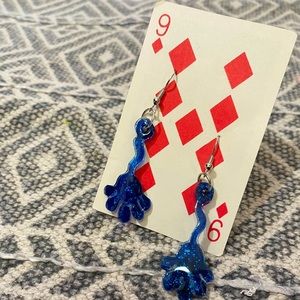 *3 for $12* Recycled Plastic Handmade Dark Blue Slappy Hand Earrings